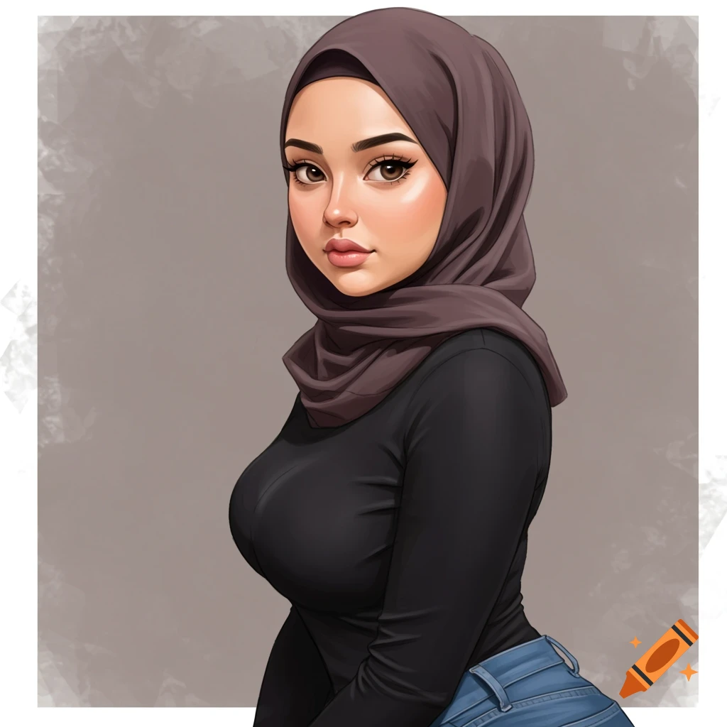 A young woman wearing a hijab and jeans.