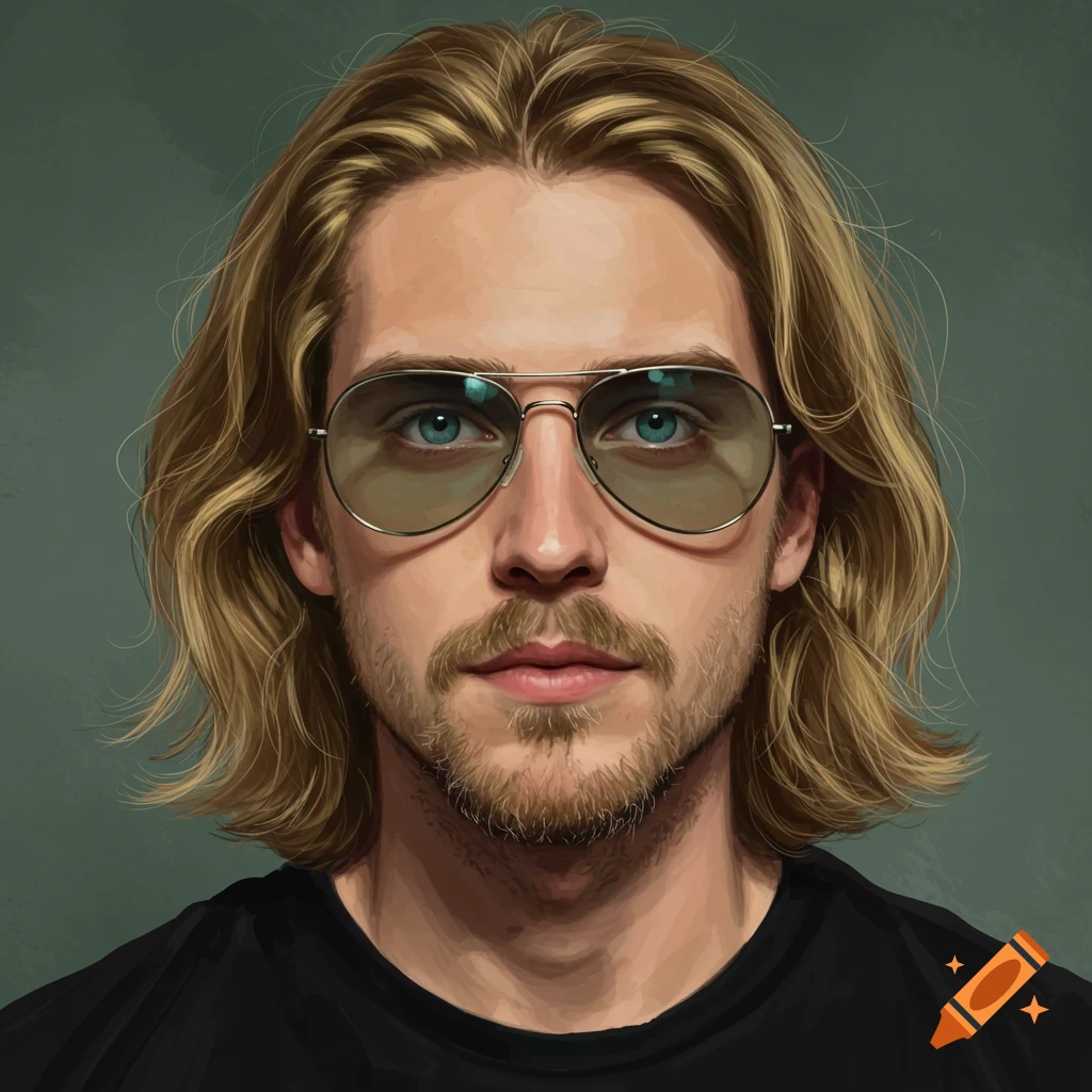 A man with long blonde hair, beard, and aviator sunglasses.