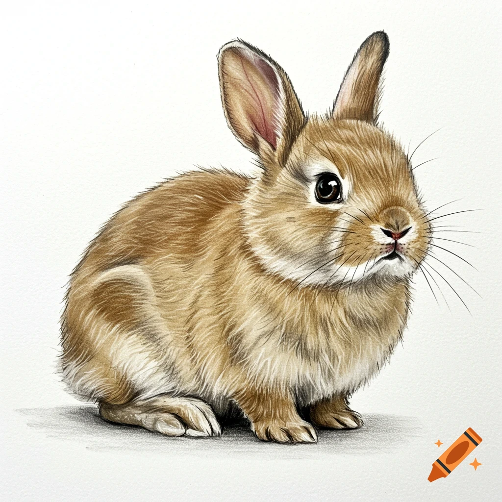 Detailed drawing of a small brown rabbit