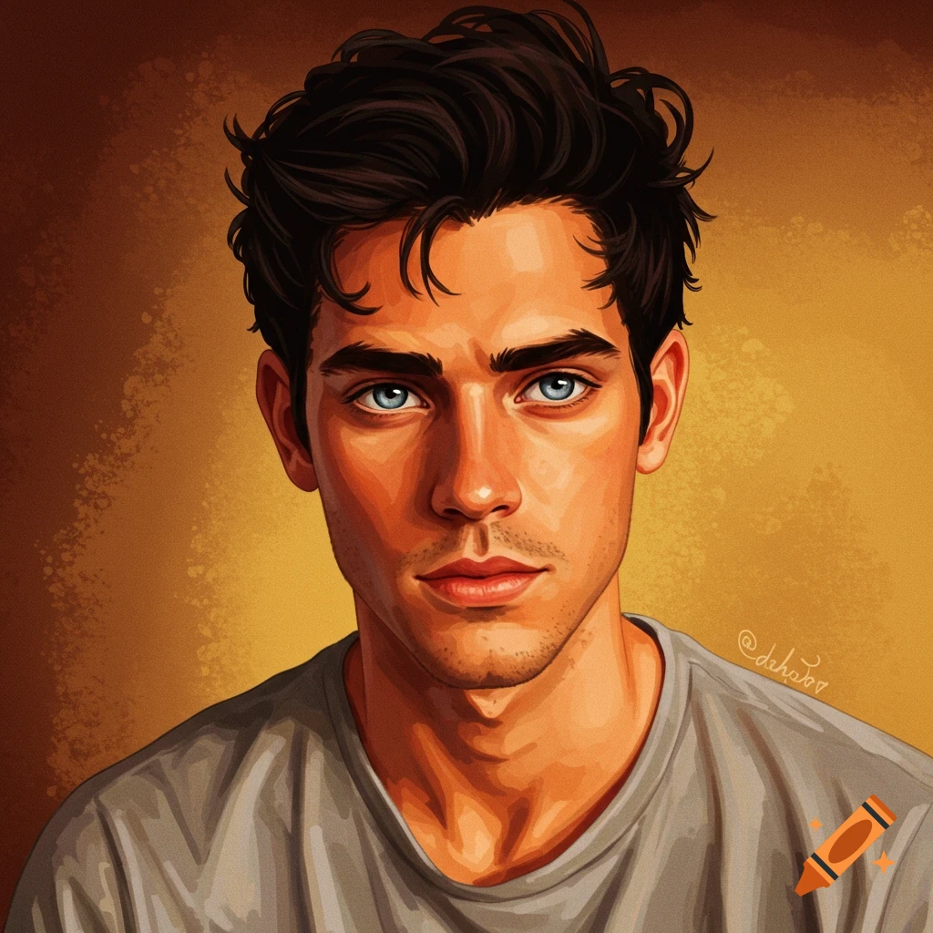 Portrait of a young man with blue eyes.