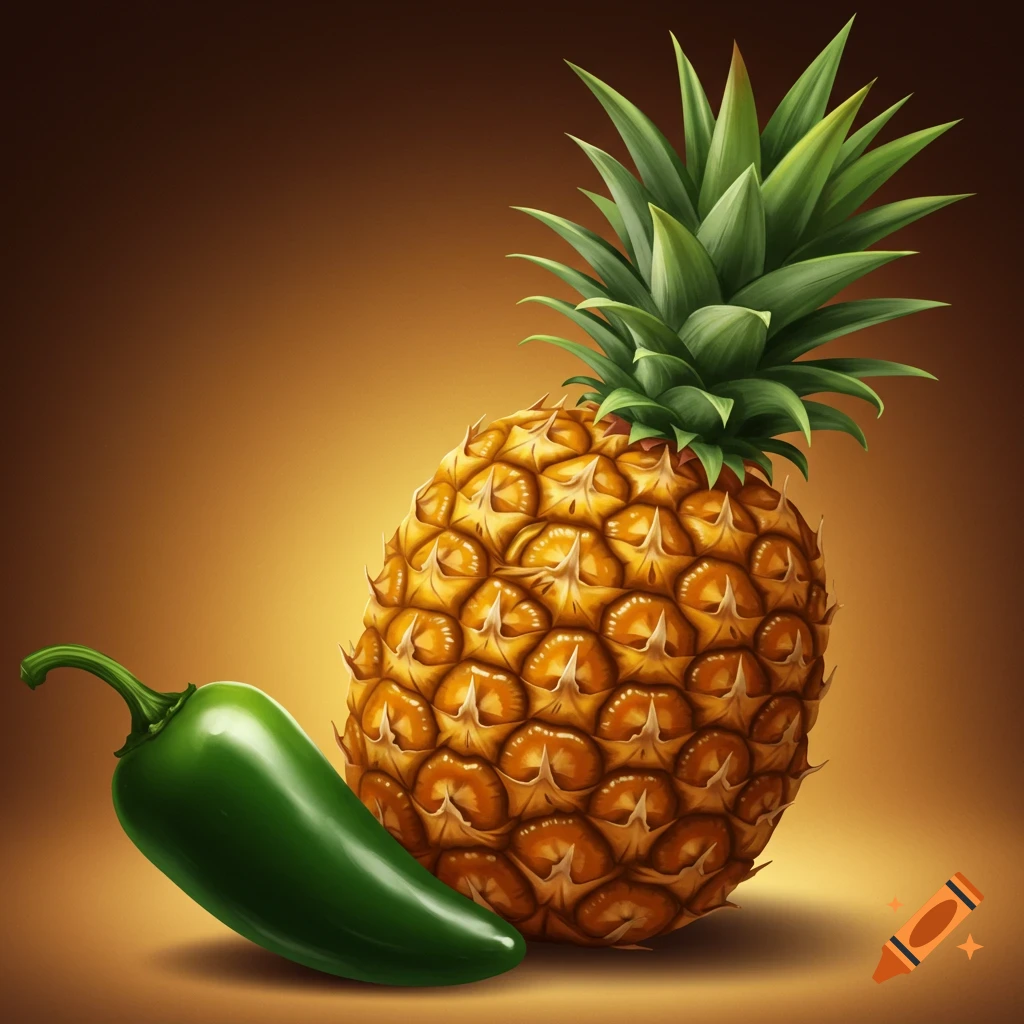 A pineapple and a jalapeno pepper.