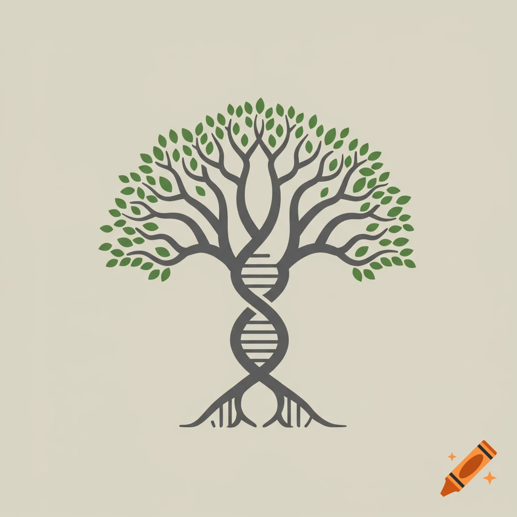 A stylized logo of a tree with a trunk shaped like a DNA double helix.