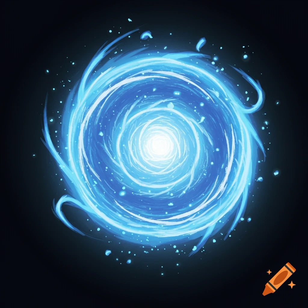 A swirling blue energy sphere.