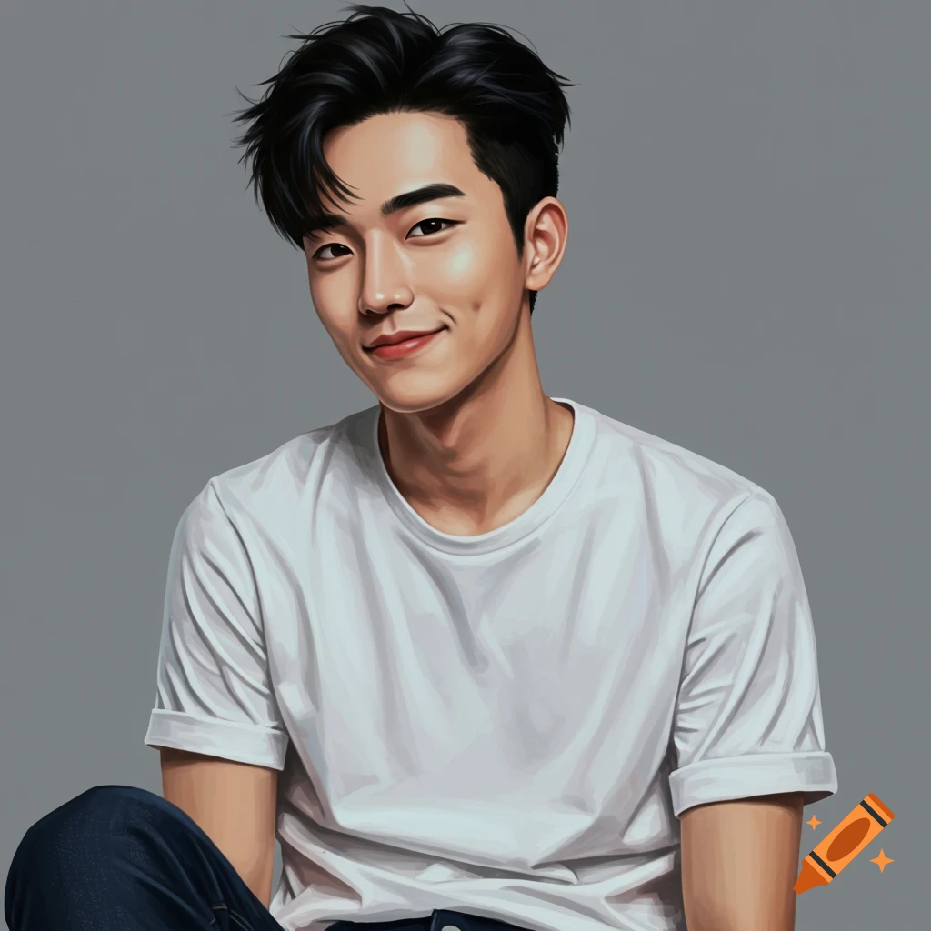 A man in a white t-shirt smiles.