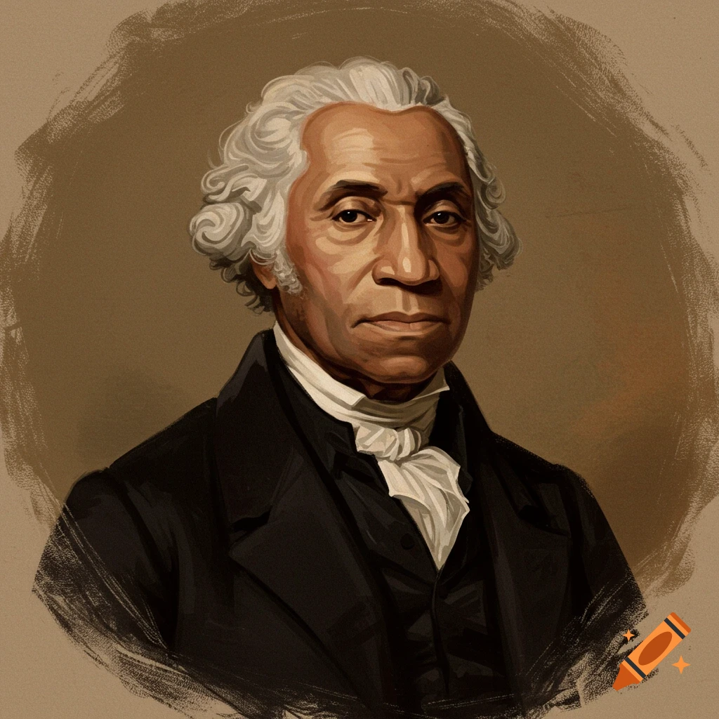 A man with white hair wearing historical clothes