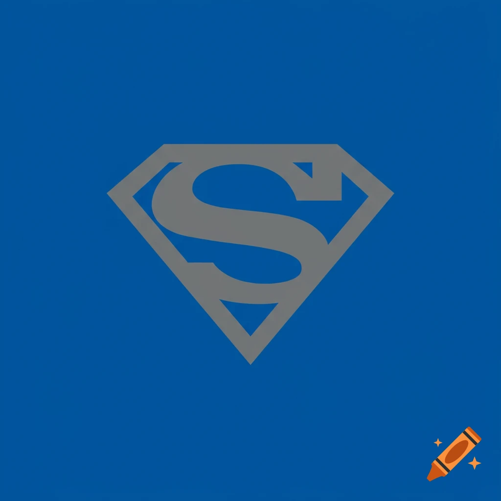A grey symbol resembling the Superman logo on a blue background.