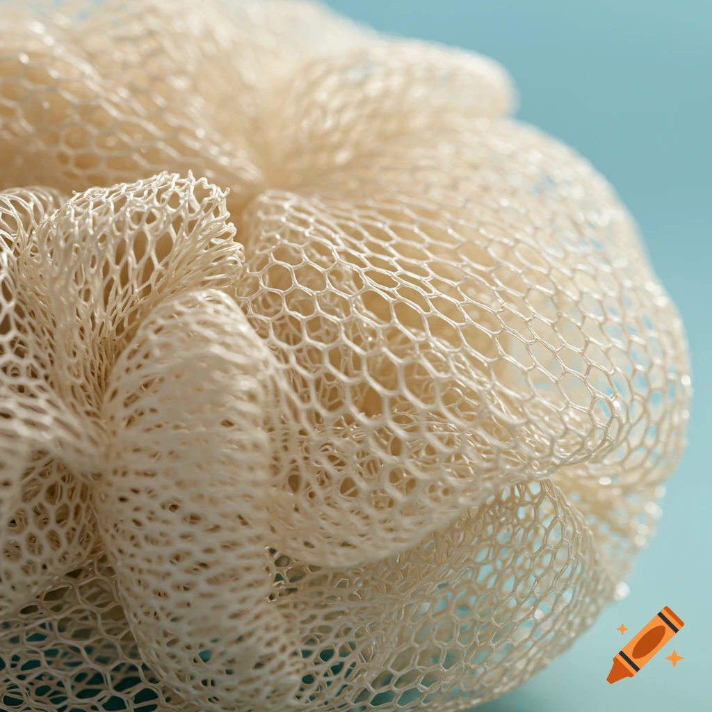 Macro photo of a creamy white mesh texture