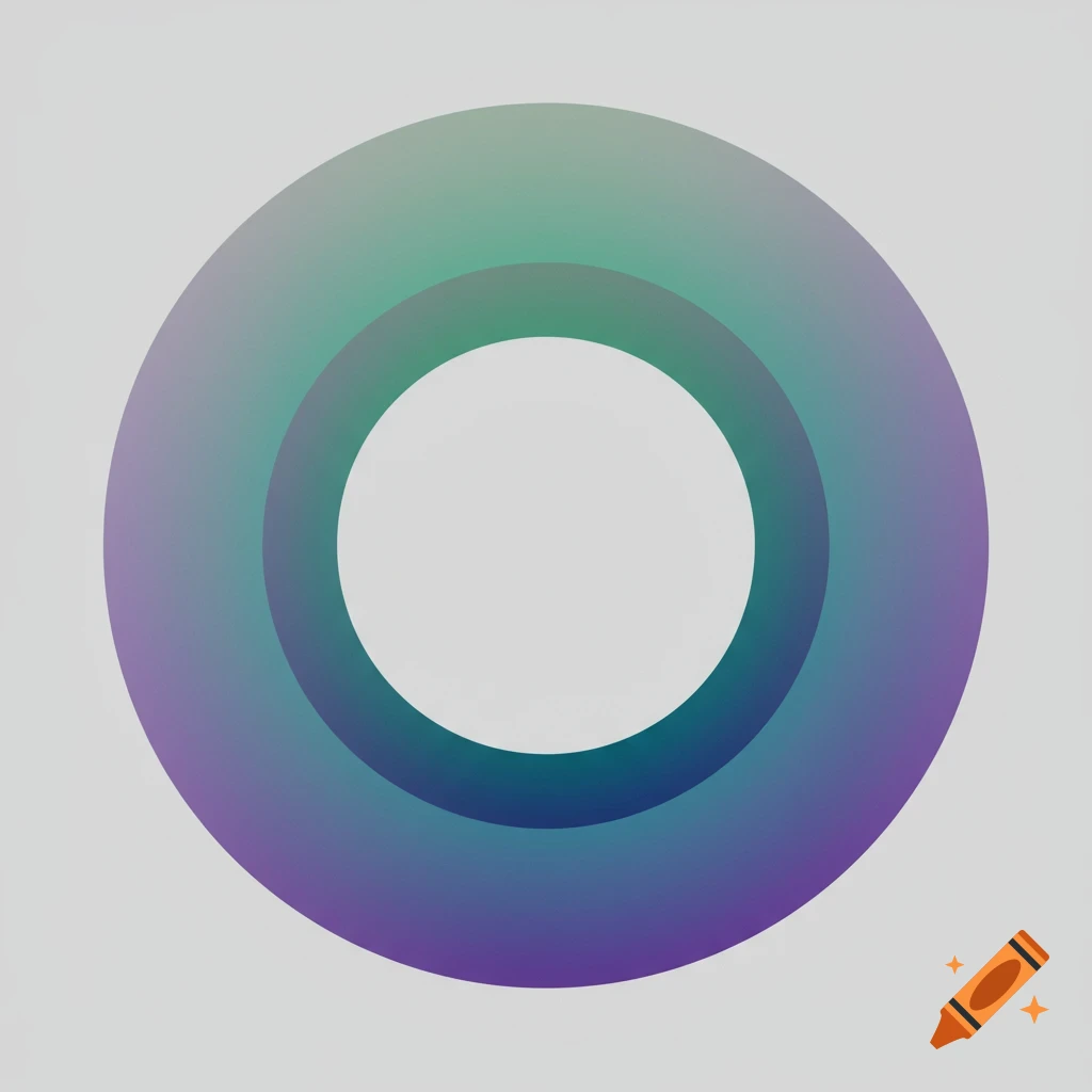 A large circle with a gradient from green to purple enclosing a smaller white circle.