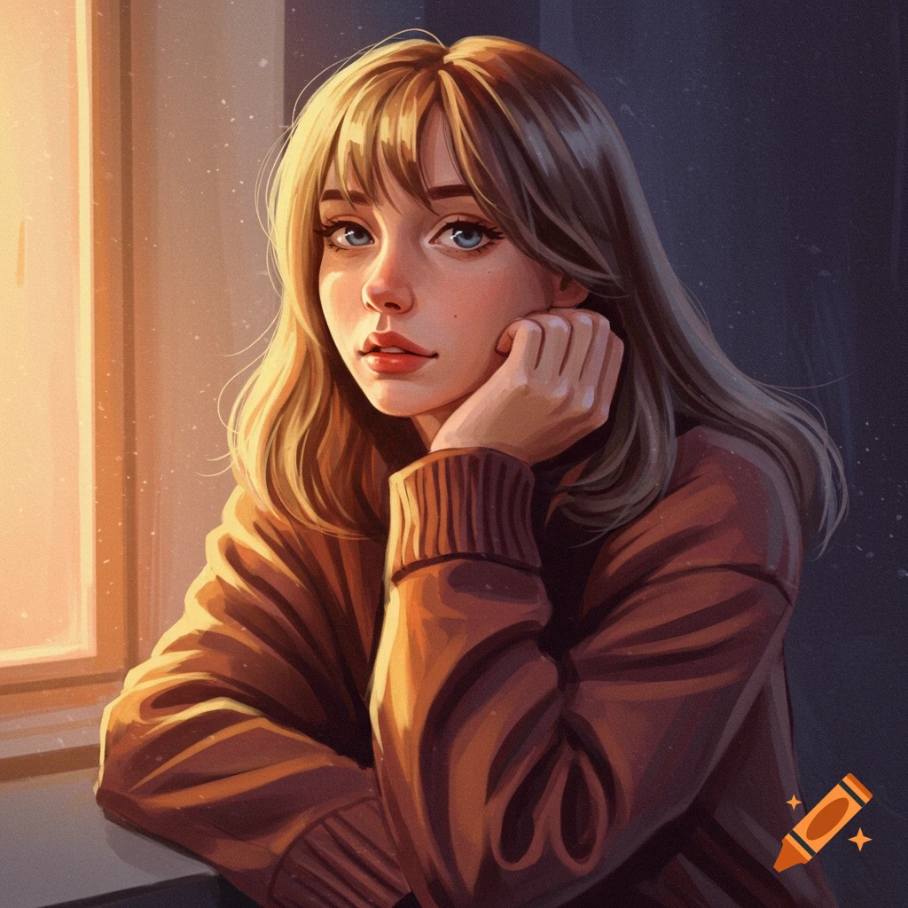 A young woman by a sunlit window