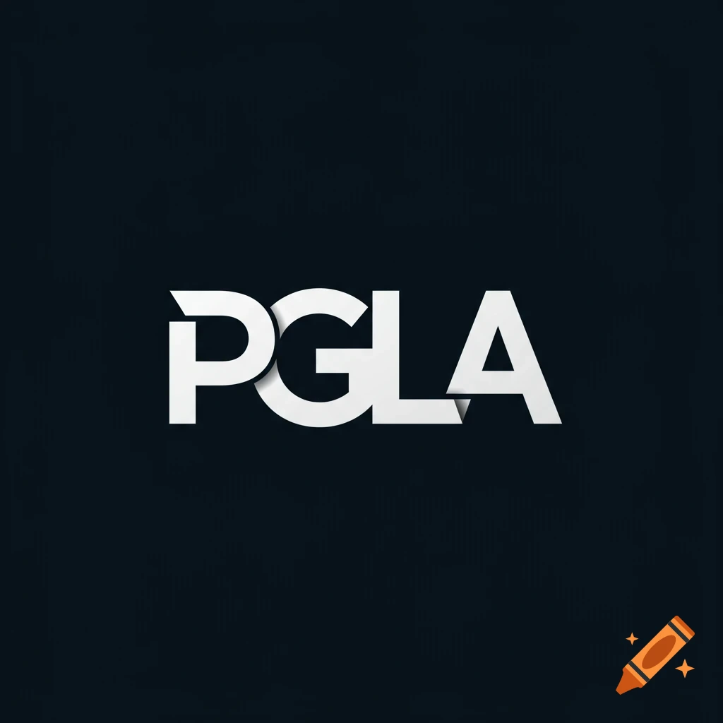 A white logo featuring the letters PGLA on a dark background.