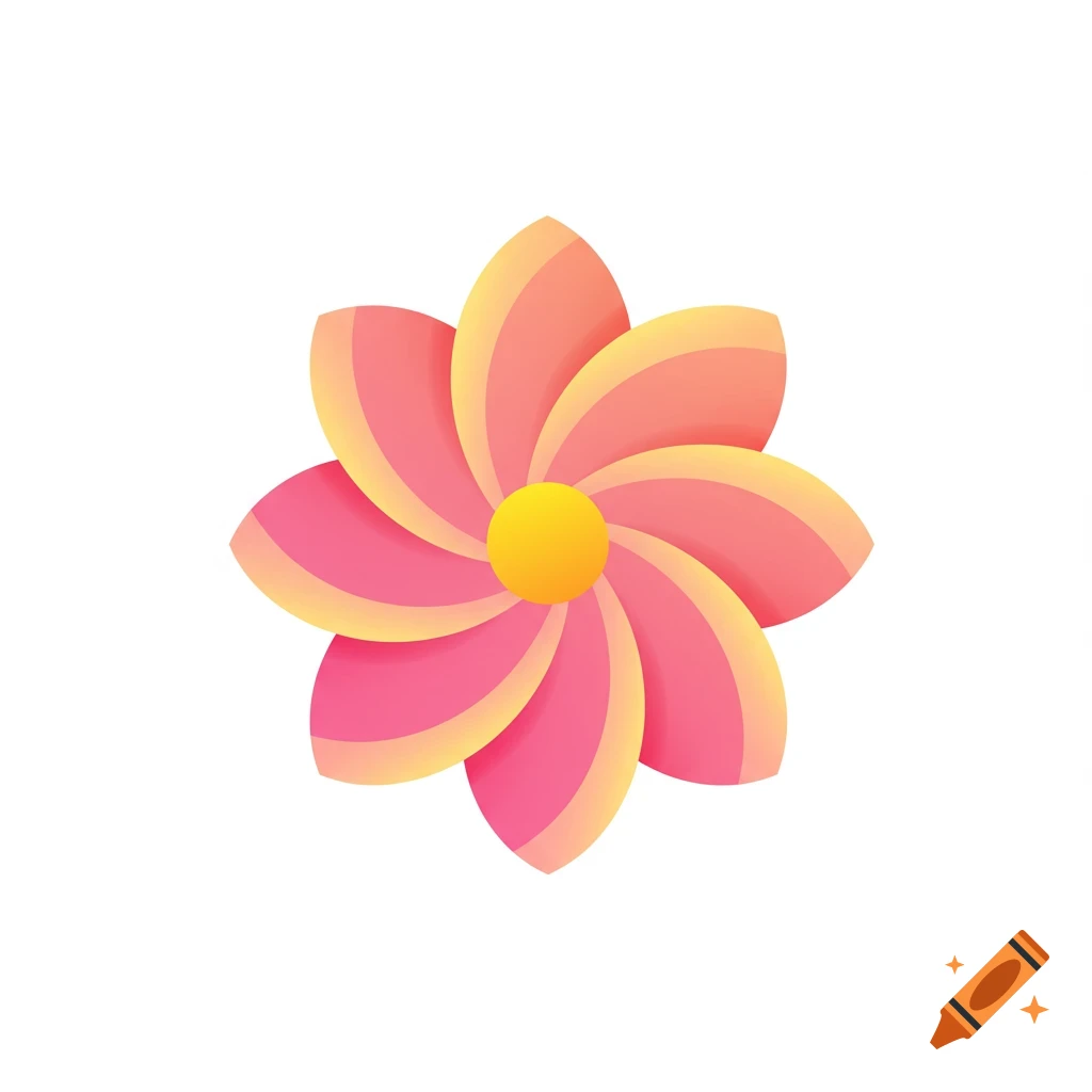 A pink and yellow abstract flower logo illustration.