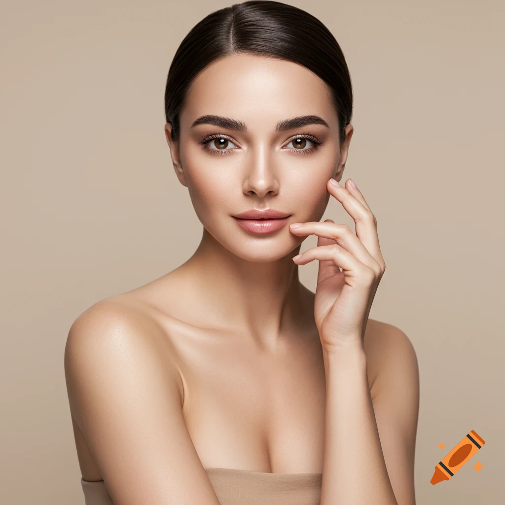 Portrait of a beautiful woman touching her face