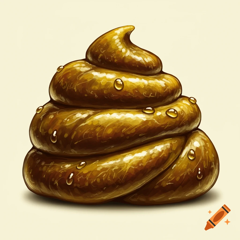 Pile of brown feces with highlights