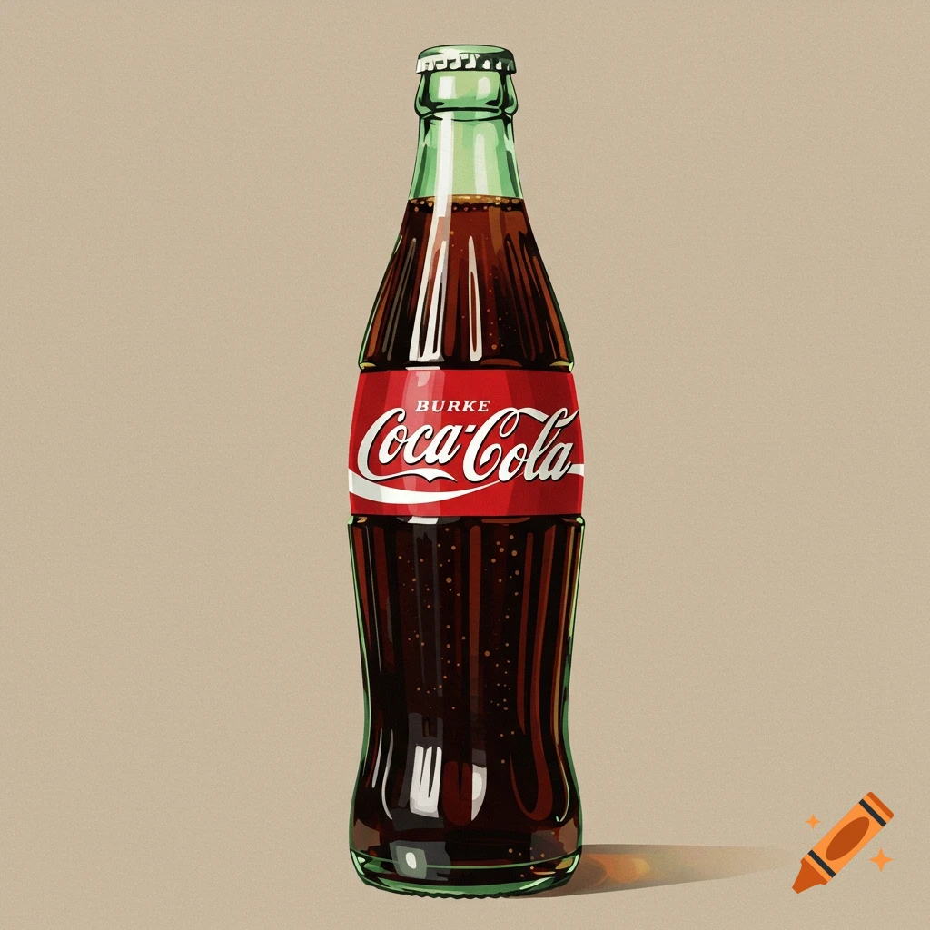 A Coca-Cola bottle with a red label is shown against a neutral background.