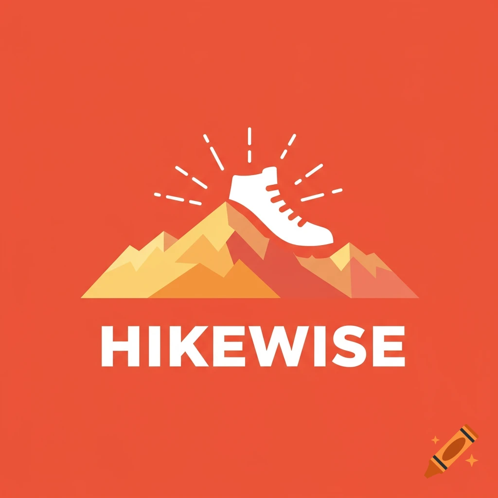 A logo for Hikewise shows a white hiking boot on orange mountains with sun rays, above the text "HIKEWISE" on a red background.