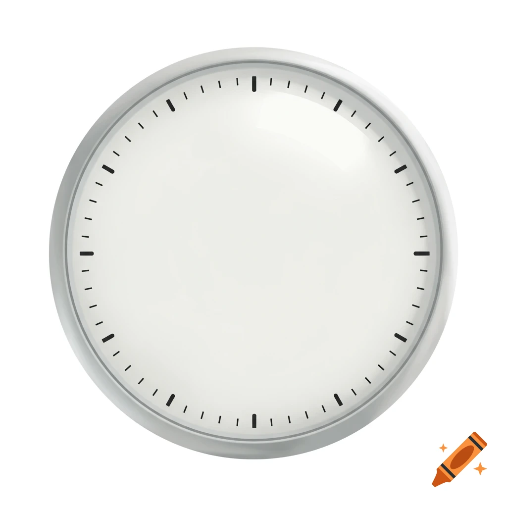 Blank clock face with tick marks and silver frame