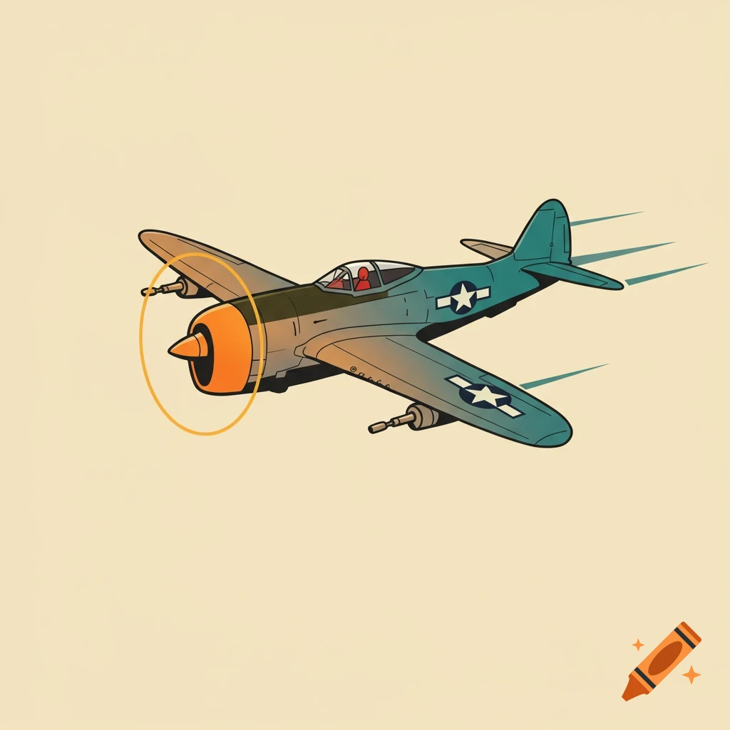 Illustration of a vintage airplane flying