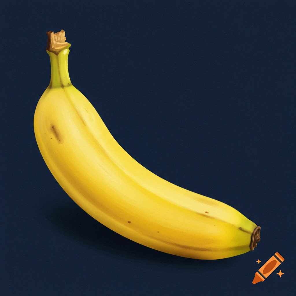 A single yellow banana against a dark blue background.