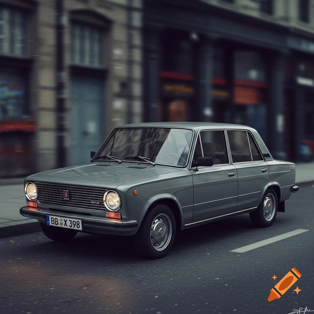 A grey Lada 2101 on an urban street.