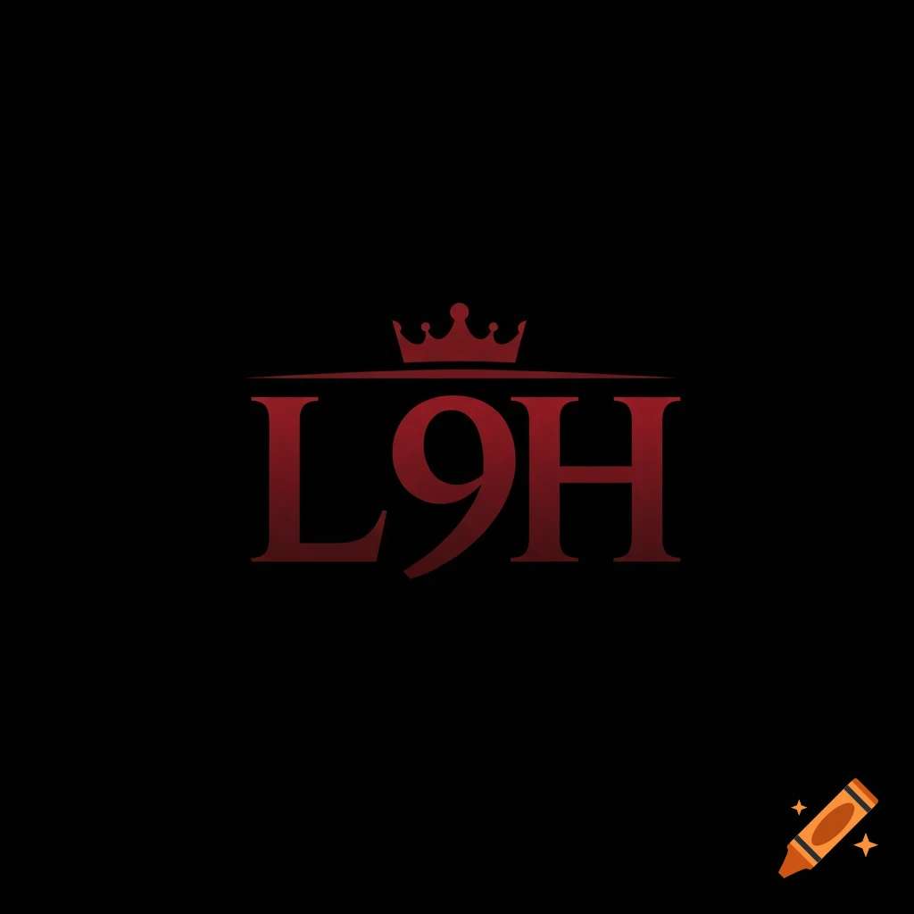 Dark red and black logo with the letters L9H and a crown above.