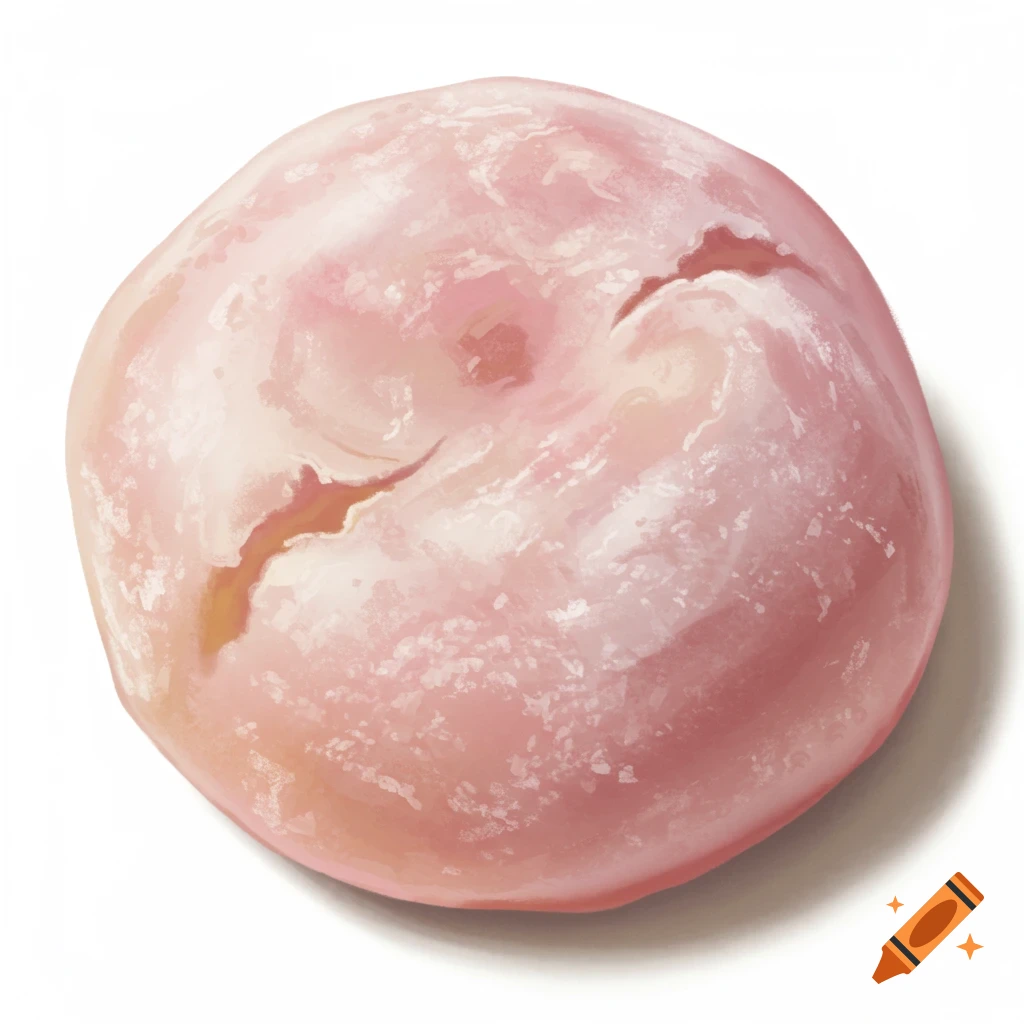 A pink mochi cookie from a top view.