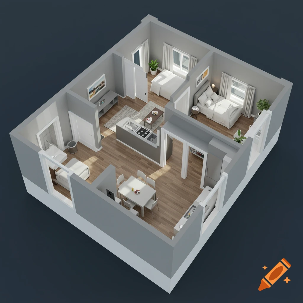 3D floor plan on Craiyon