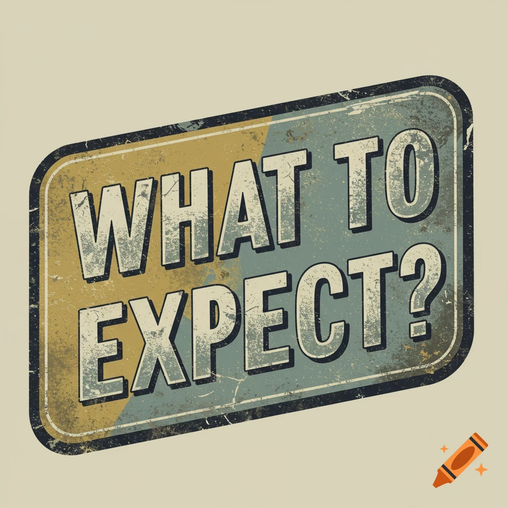 A distressed, vintage-style sign with the text 'WHAT TO EXPECT?'
