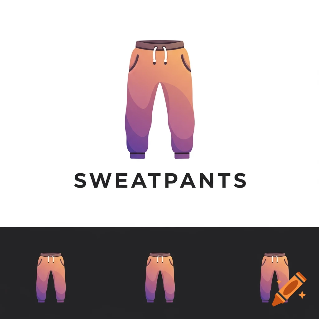 Stylized logo illustration of gradient sweatpants with the text SWEATPANTS below.