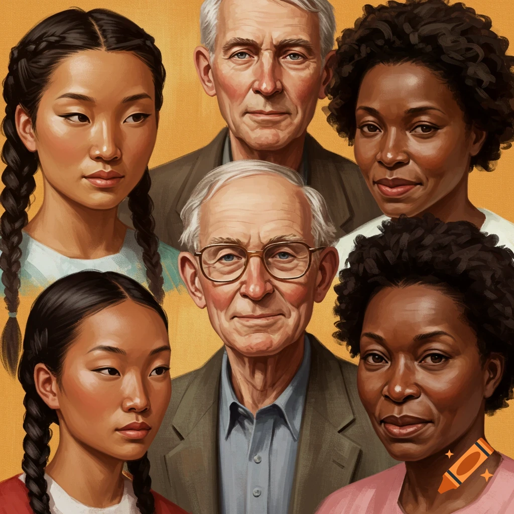Portraits of diverse people of different ages and ethnicities.