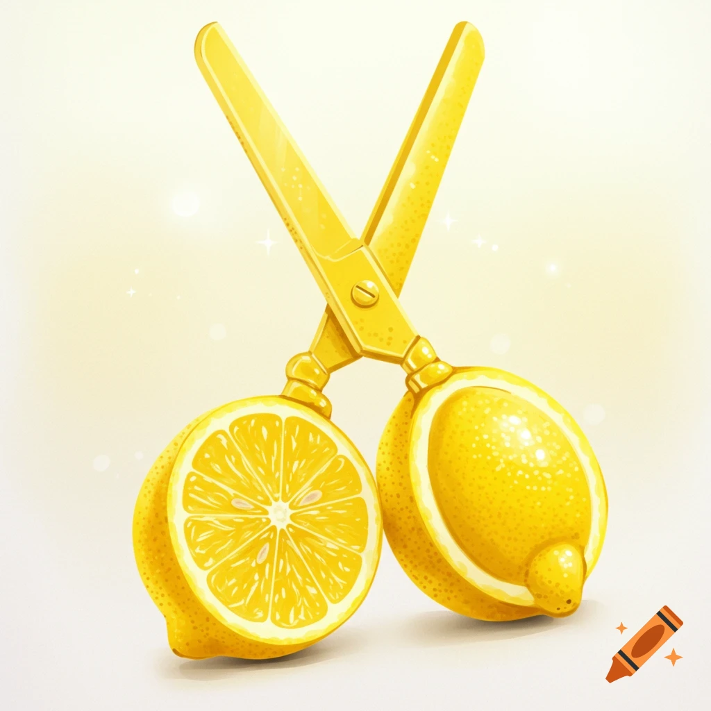 Scissors with lemon blades and handles.