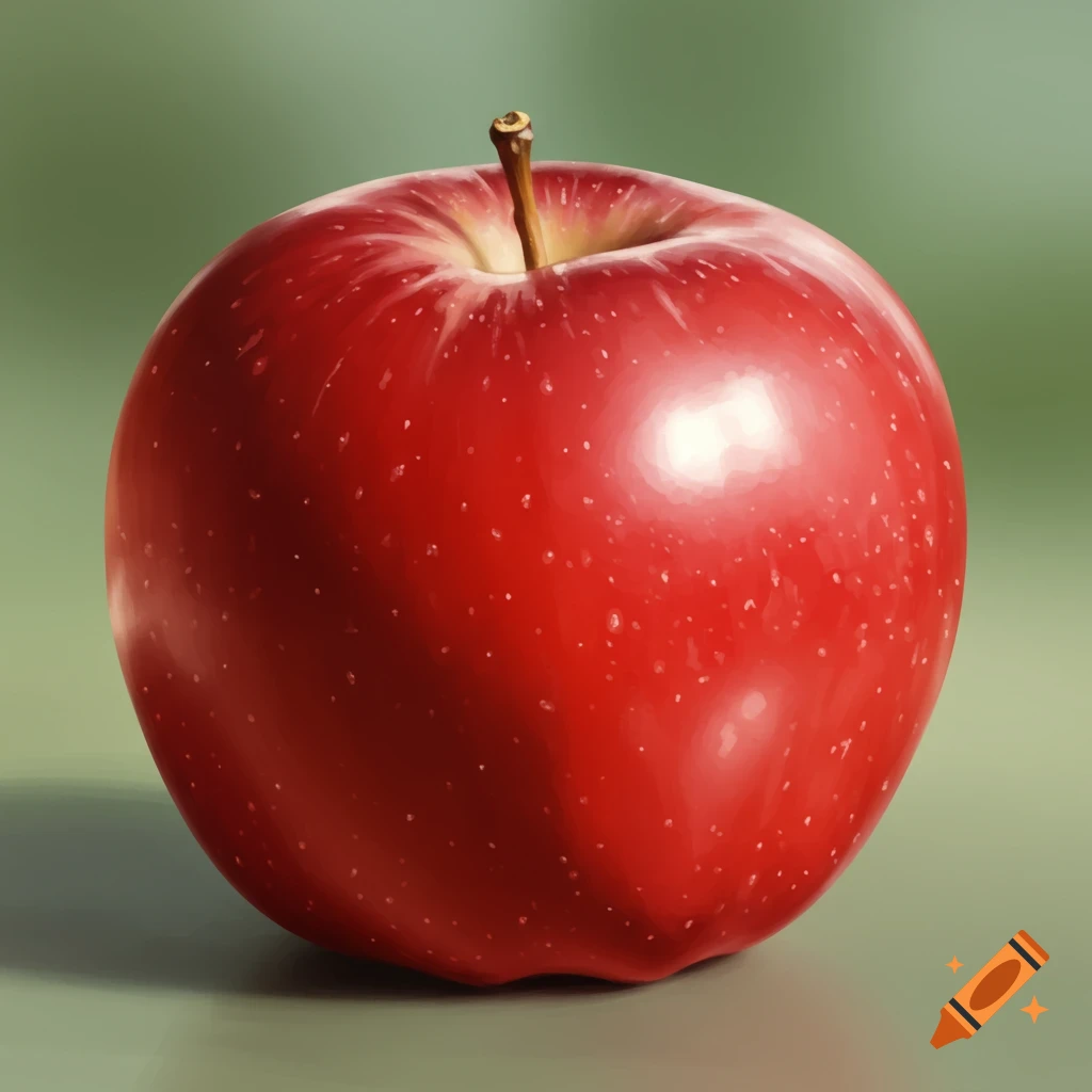 A red apple on a green background.