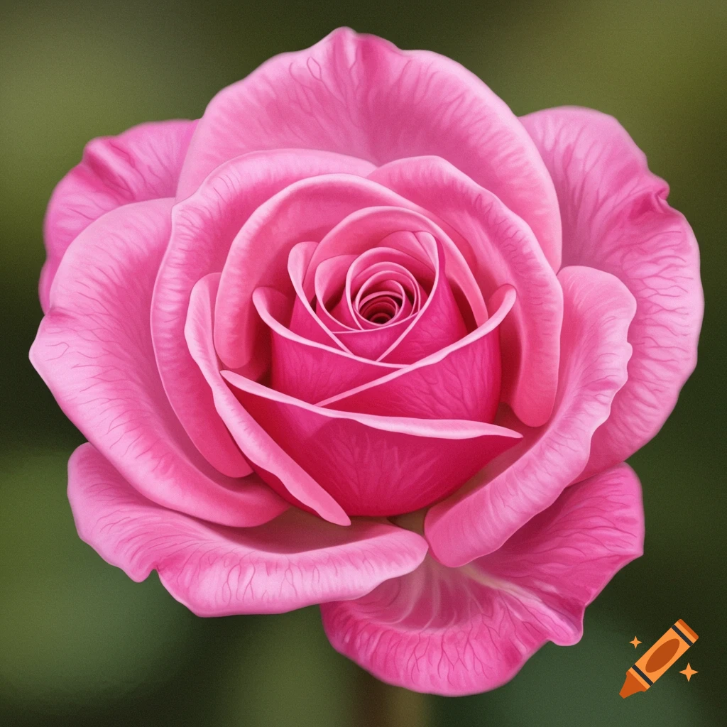A detailed pink rose with a green background.