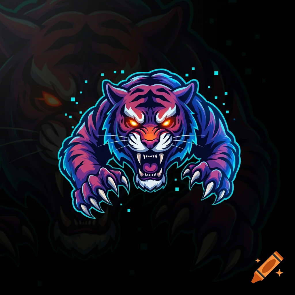 Stylized illustration of an angry tiger mascot.