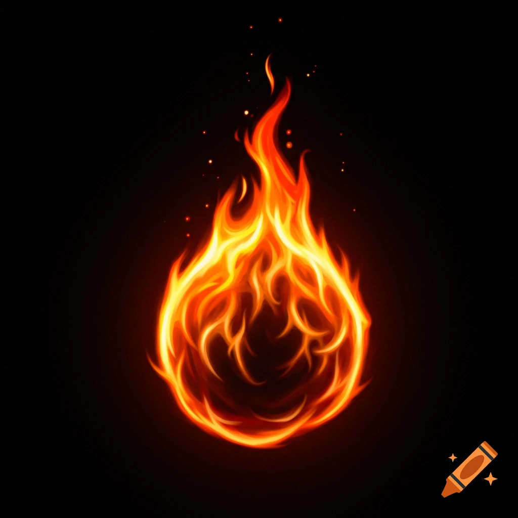 A flame shaped like a water droplet