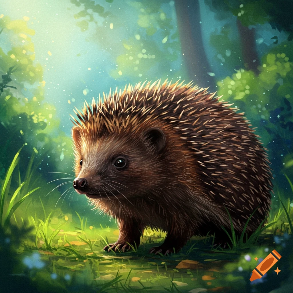 A hedgehog standing in a forest.
