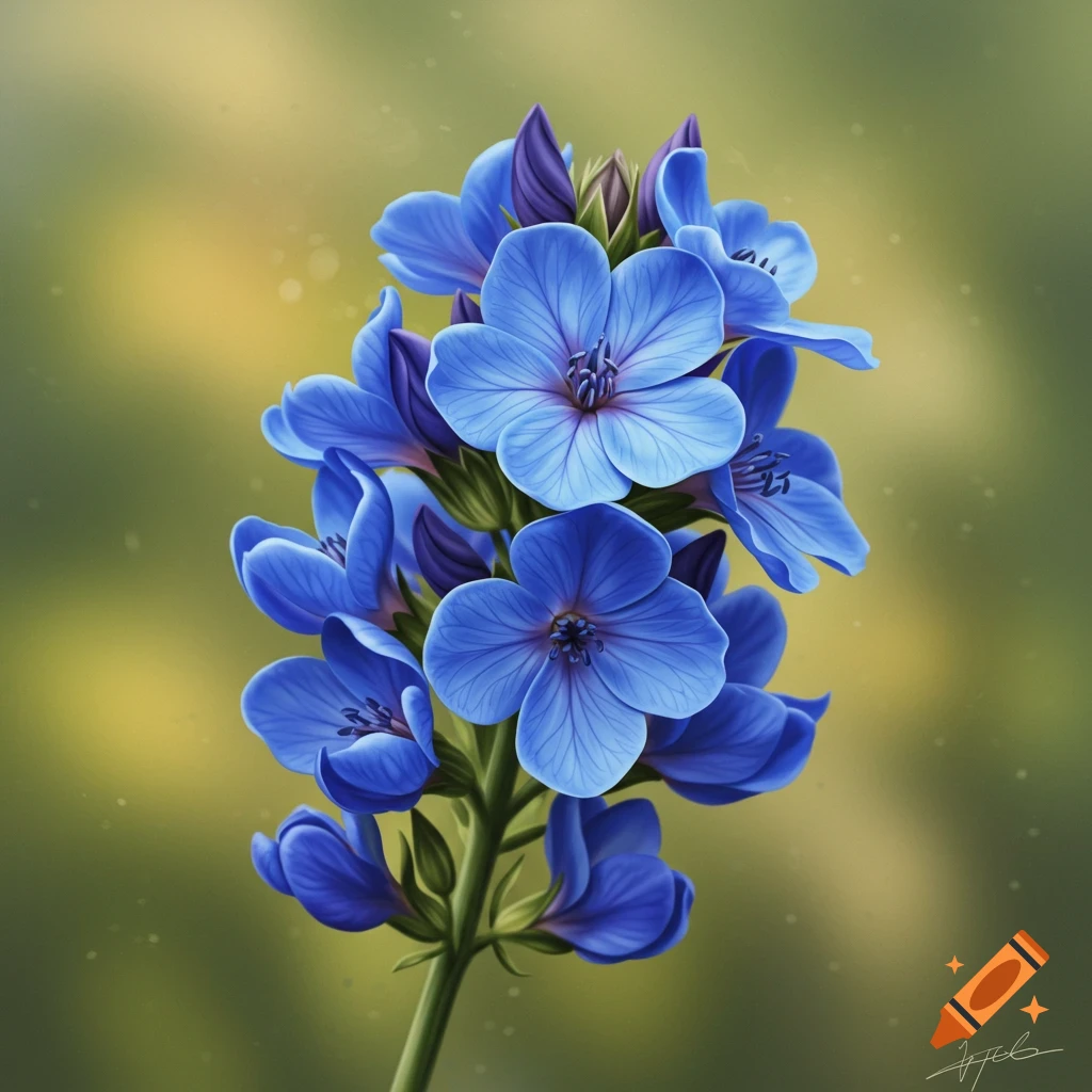 A cluster of blue flowers against a bokeh background.