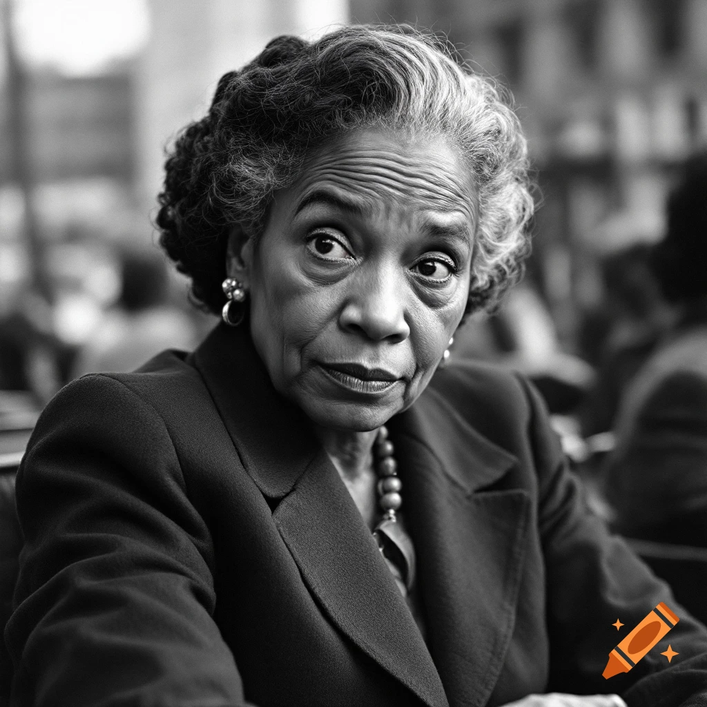 Black and white portrait of an older woman