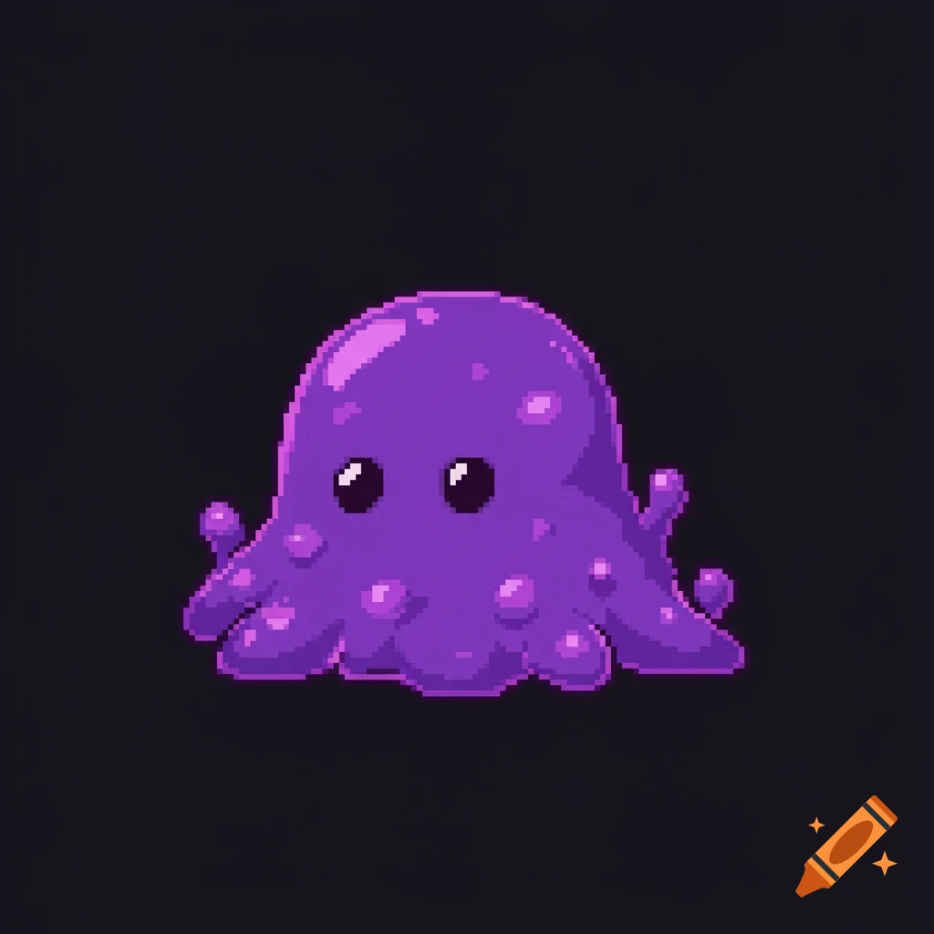 Purple pixel art slime monster