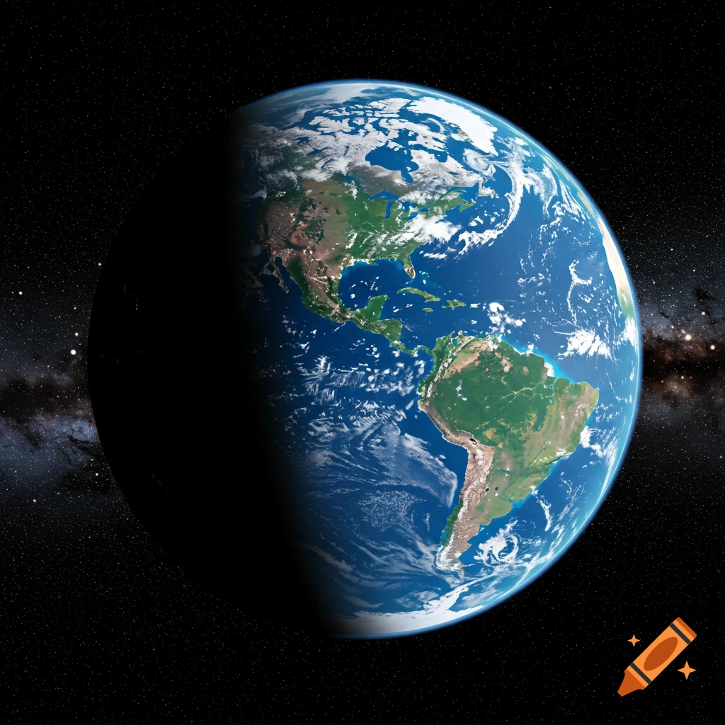 View of Earth from space showing day and night sides
