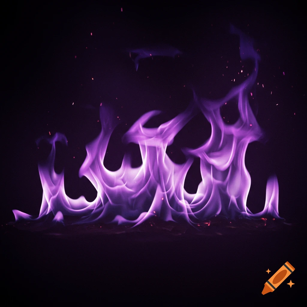 Purple flames against a dark background.