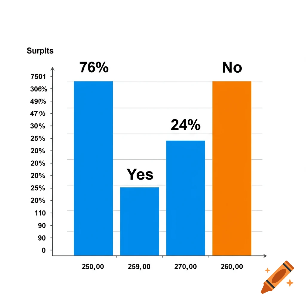 A bar graph shows 76% and 24% with labels Yes and No.