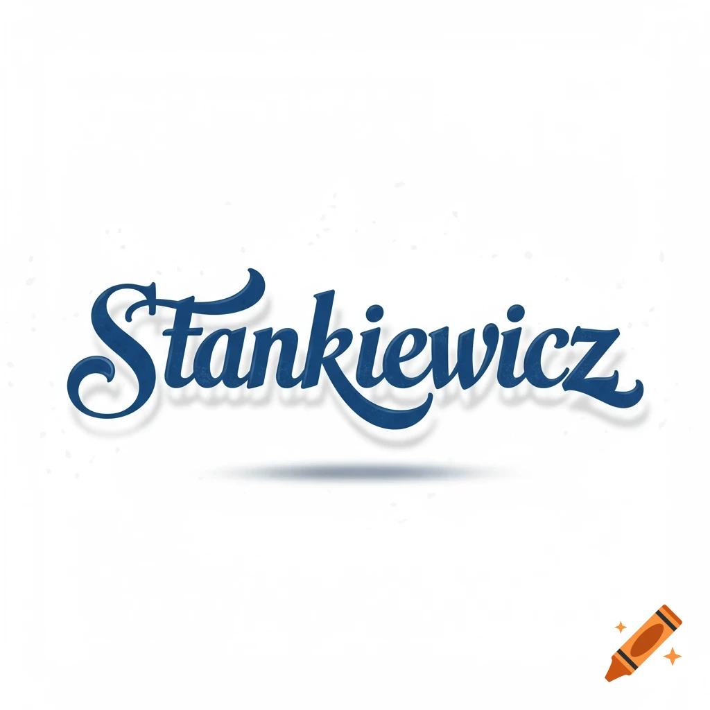 The name Stankiewicz in blue cursive text