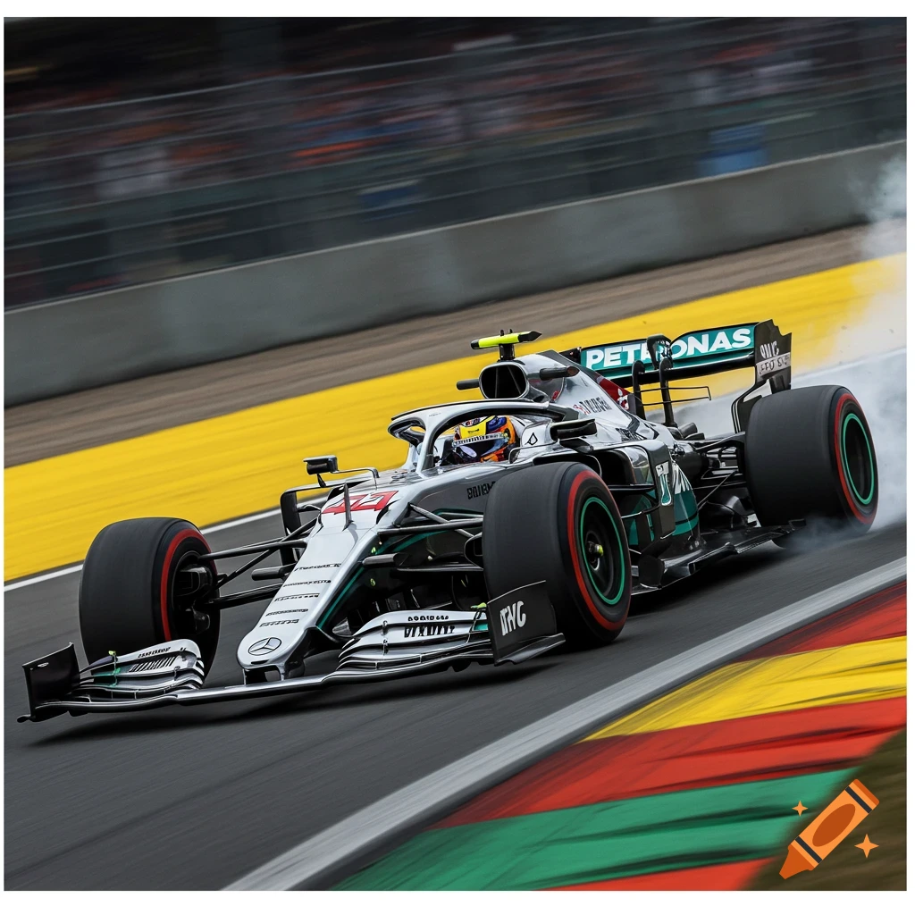 A Formula 1 car racing on a track.