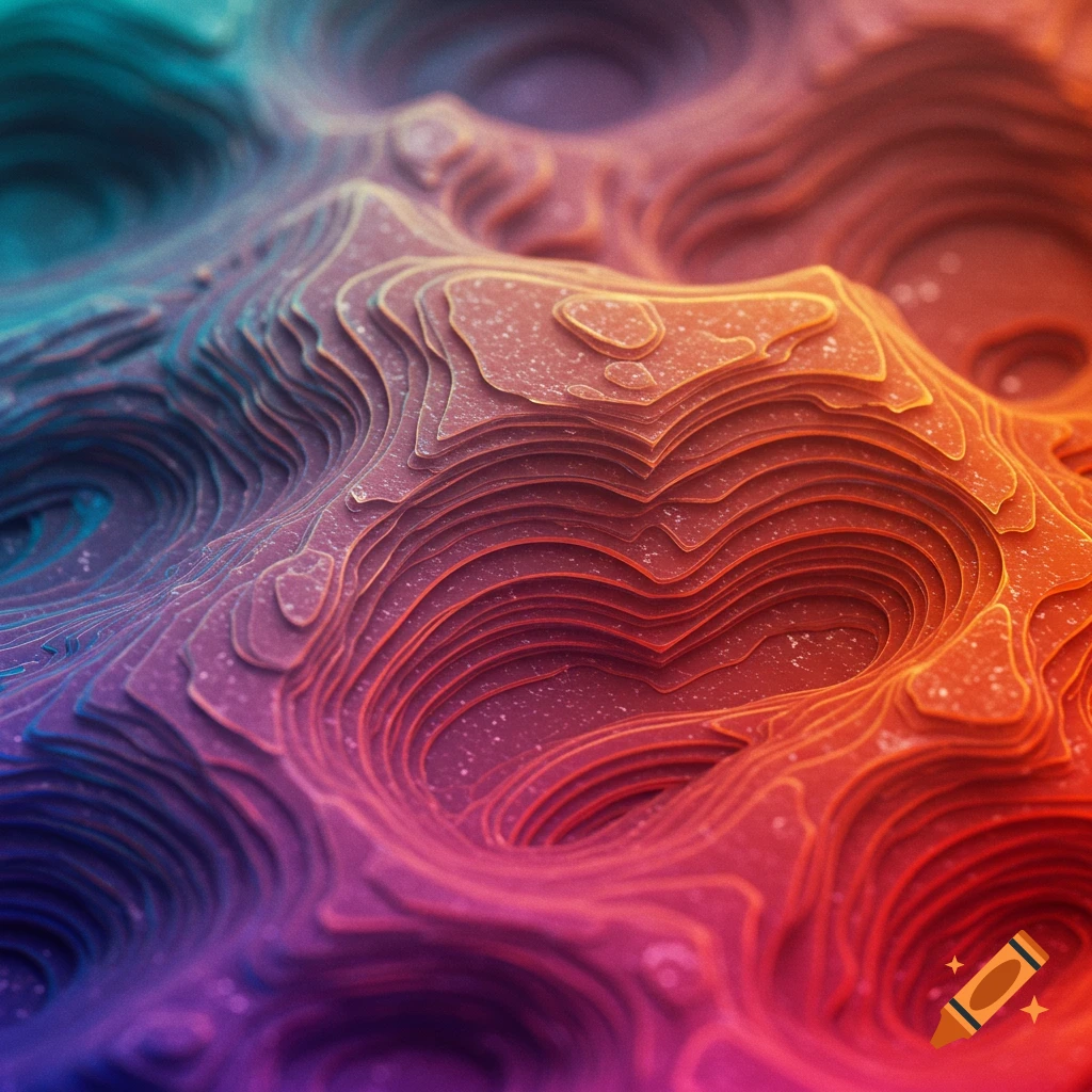 Abstract layered texture with a vibrant color gradient.