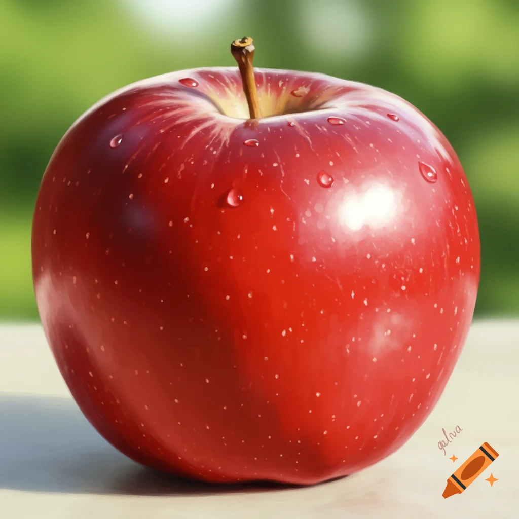 A red apple with water droplets