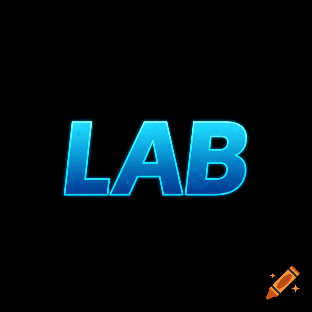 The word LAB rendered in glowing blue text on a black background.