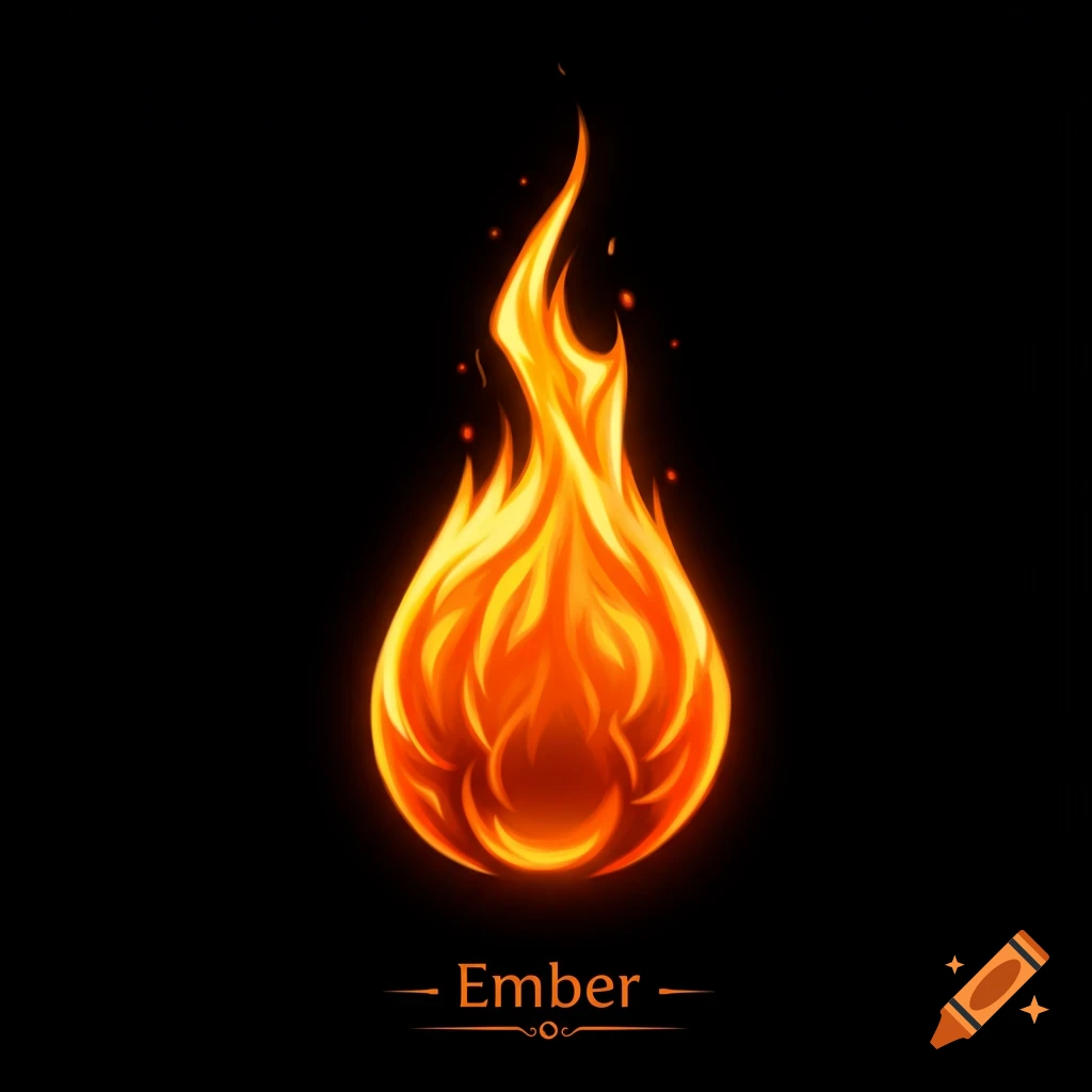 A stylized orange and yellow flame with the word 'Ember' below it.