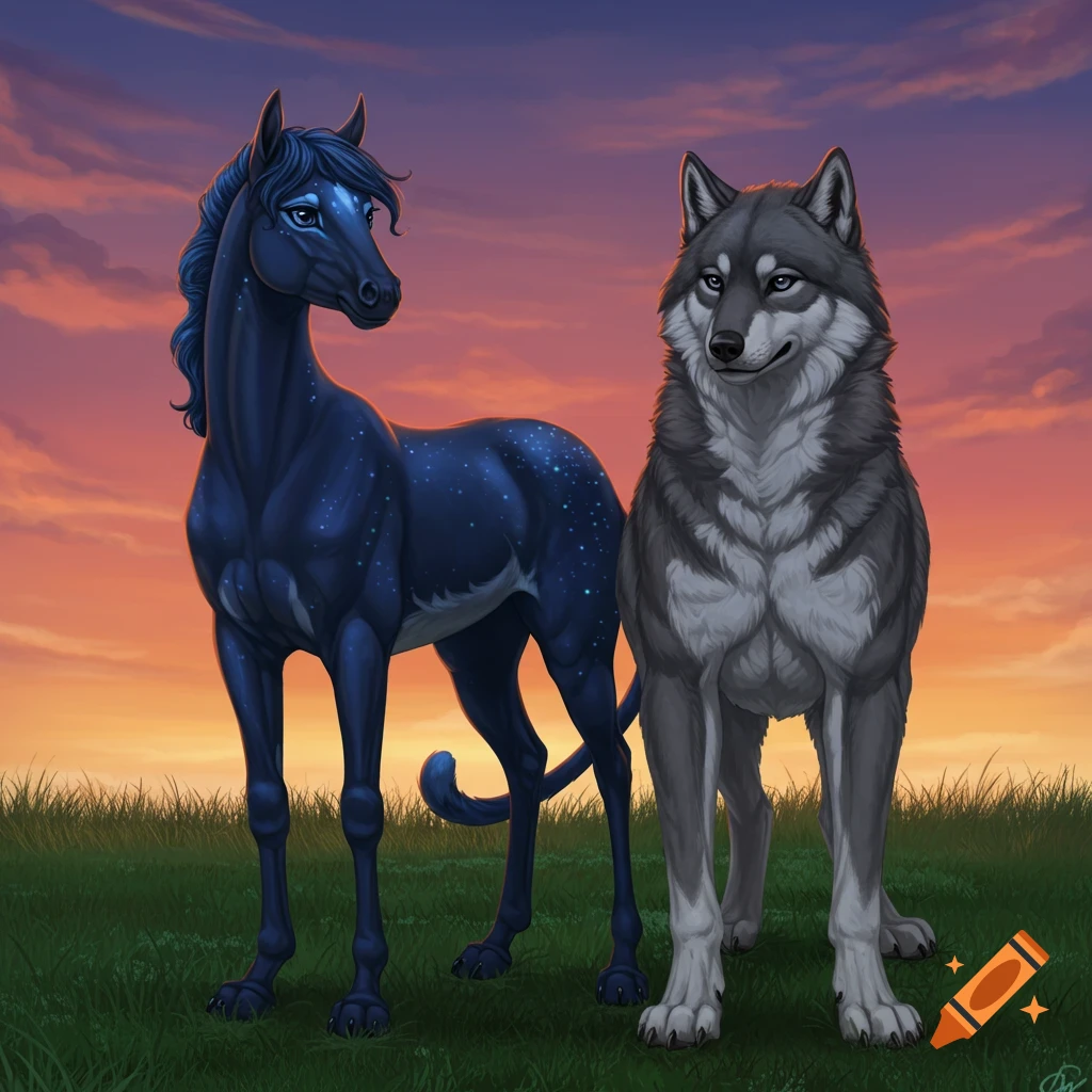 Fanat Wolves Two anthropomorphic wolves in goth/punk attire, a dark-furred female ...