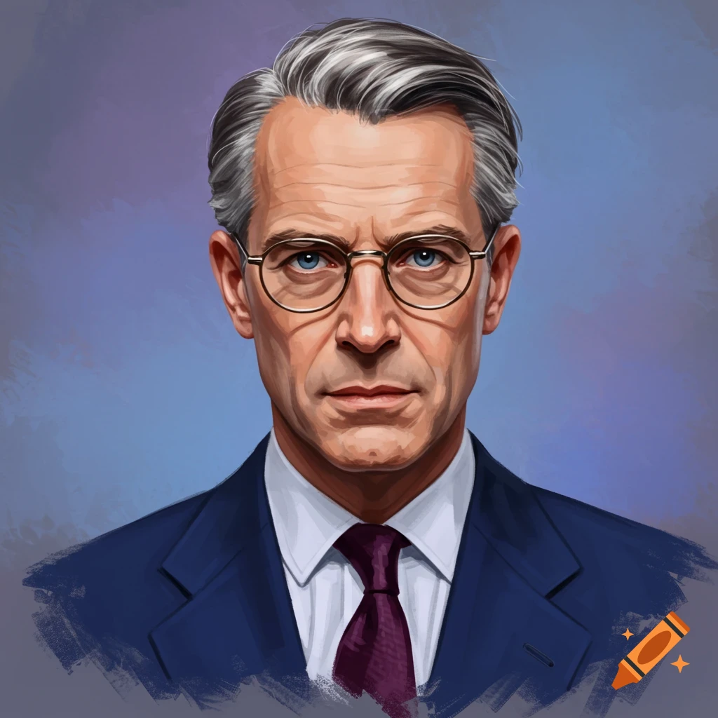 Portrait of a man with glasses in a suit.