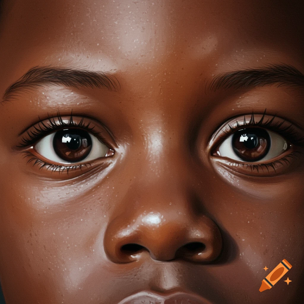 A close-up of a young Black boy's eyes.